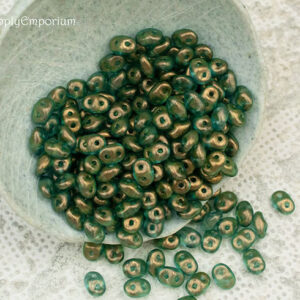 2.5x5mm halo heavens halo sky Czech SuperDuo beads green blue two hole glass beads