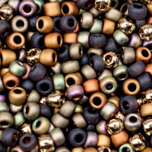 11/0 seed bead mix in brown, bronze, gold, and earthy tones