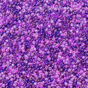 11/0 seed bead mix in fuchsia, pink, purple, and vibrant magenta tones