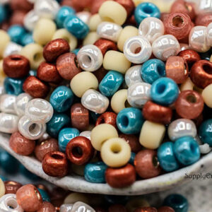 6/0 Miyuki seed bead mix in turquoise, rust, cream, and earthy southwest tones