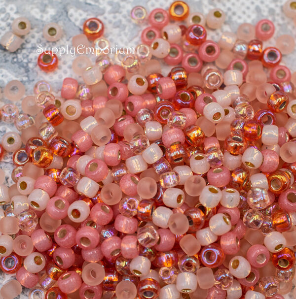 8/0 Softly Salmon Mixed Brands Seed Bead Mix - Quantity: 15 Grams - 6349R - Image 5