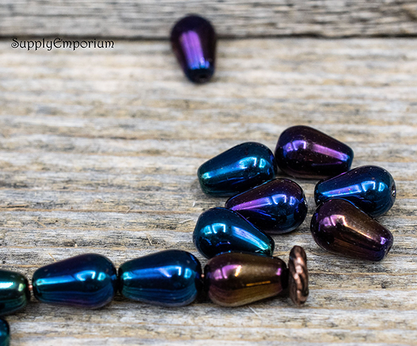 9x6mm Iris Blue Czech Drop - 12 Pieces - 7253 - Image 2