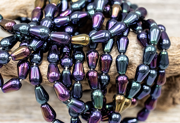 9x6mm Iris Blue Czech Drop - 12 Pieces - 7253