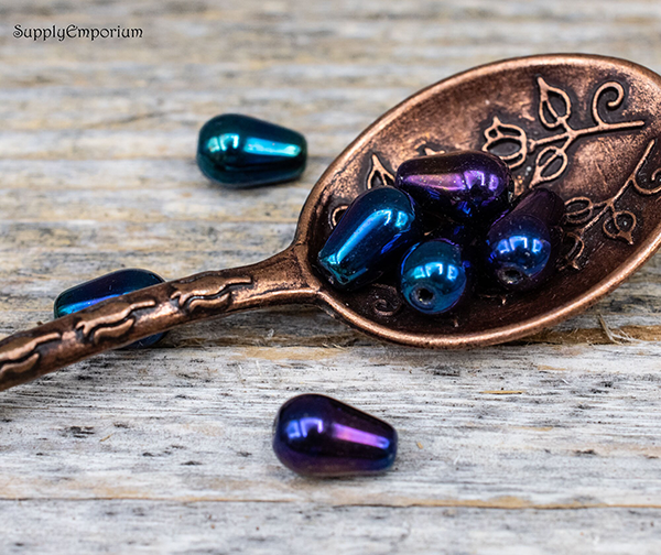 9x6mm Iris Blue Czech Drop - 12 Pieces - 7253 - Image 4