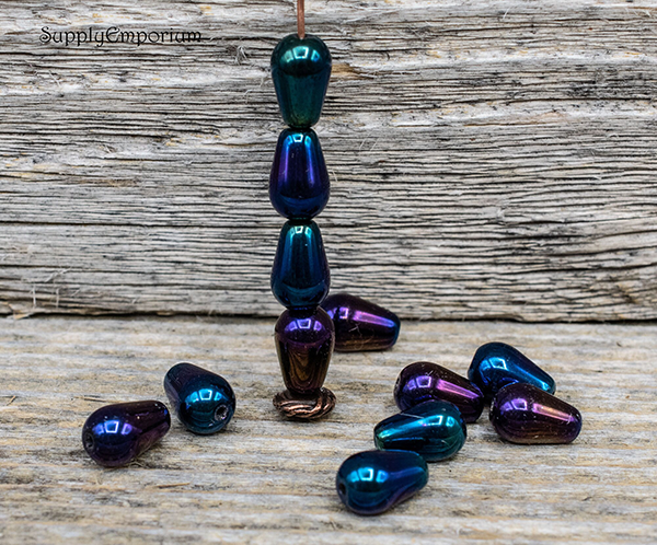 9x6mm Iris Blue Czech Drop - 12 Pieces - 7253 - Image 5