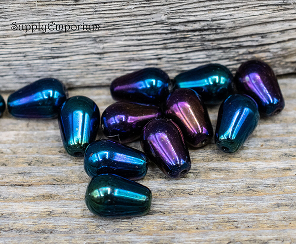 9x6mm Iris Blue Czech Drop - 12 Pieces - 7253 - Image 6