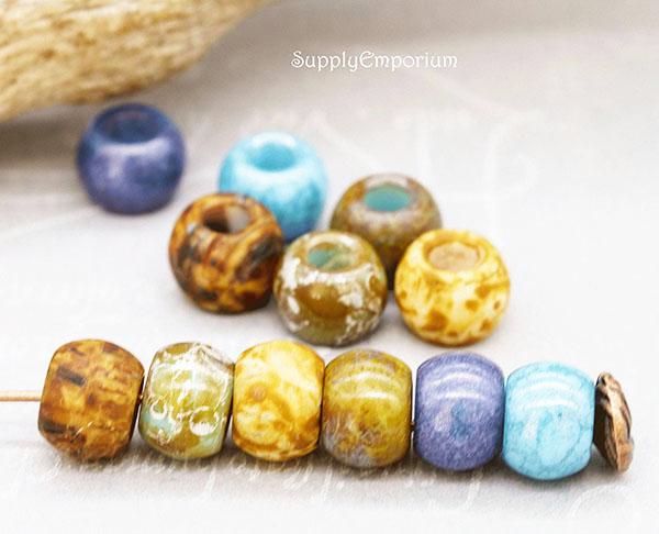 32/0 Aged Cookie Dough Mosaic Picasso Mix Czech Seed Bead - Quantity: 12 Pieces - 7434ROC23 - Image 9