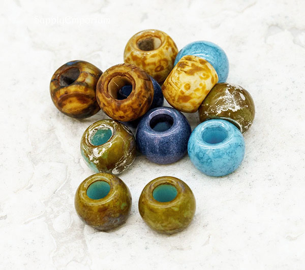 32/0 Aged Cookie Dough Mosaic Picasso Mix Czech Seed Bead - Quantity: 12 Pieces - 7434ROC23 - Image 6