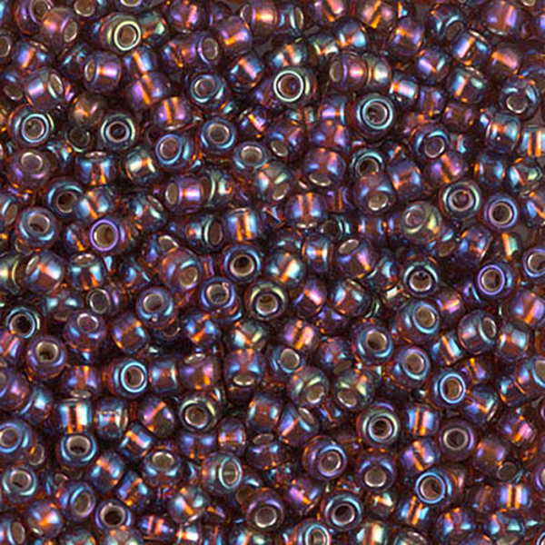 8/0 Silver Lined Dark Topaz Ab Miyuki Seed Bead - Quantity: 15 grams - 3166