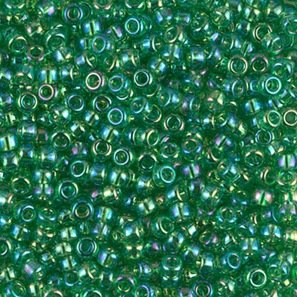 8/0 Trans Lt Green AB Miyuki Seed Bead - Quantity: 15 grams - 6448RR
