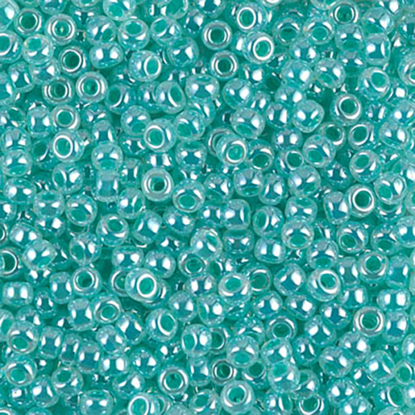 8/0 Aqua Green Ceylon Miyuki Seed Bead - Quantity: 15 grams - 2209