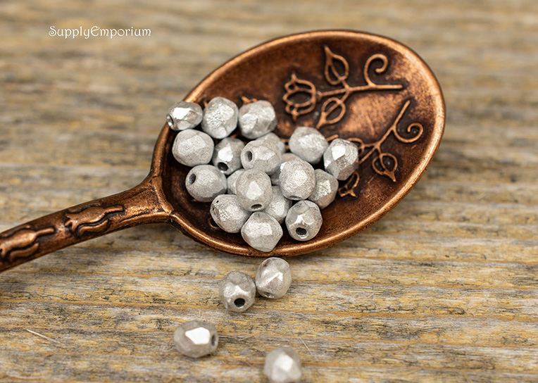 4mm Crystal Etched Labrador Full Czech Fire Polish Round - 50 pieces - 842R - Image 2