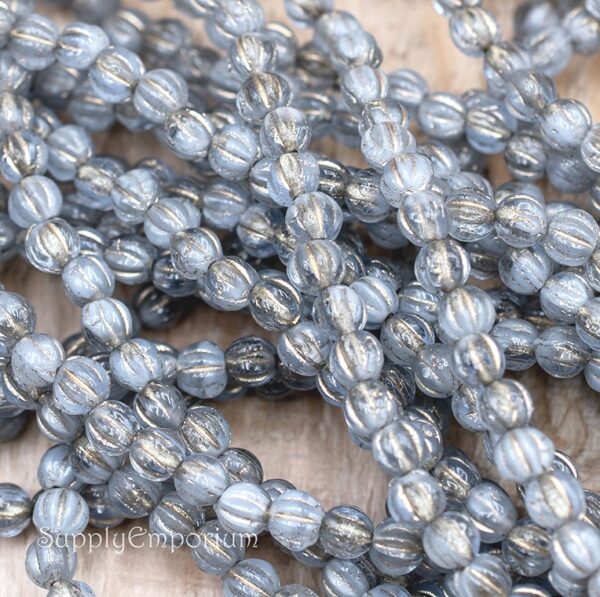 4mm Cornflower with Antique Was Czech Melon Round - 50 pieces - 880 - Image 2