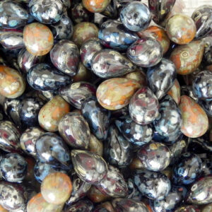 6x9mm red Picasso mix Czech drop beads mottled red and earthy tones glass beads