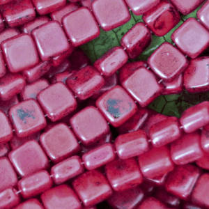 6mm opaque red black Picasso czech druk beads