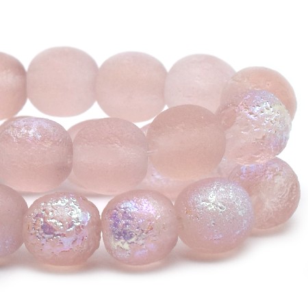 6mm Etched Pink AB Czech Druk - 30 pieces - 4161R