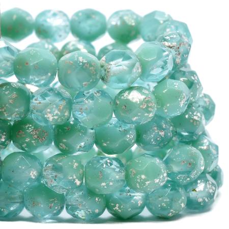 6mm Tea Green Mercury Czech Fire Polish Round - 25 pieces - 3393R - Image 3