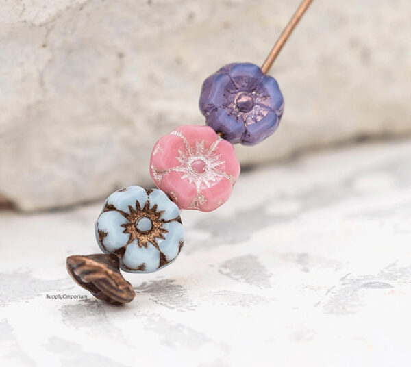 7mm Spring Blossom  Czech Flower Mix - 16 Pieces - MIX 114
