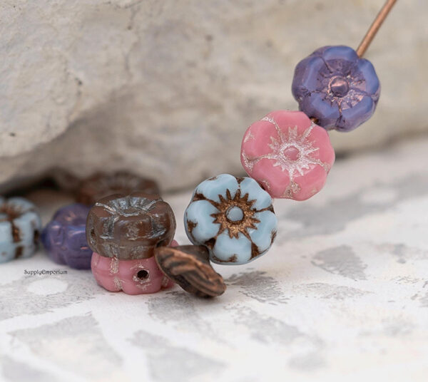 7mm Spring Blossom  Czech Flower Mix - 16 Pieces - MIX 114 - Image 2