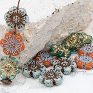 czech flower mix beads wild rose