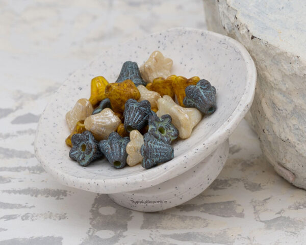 5X6mm Aged Bellflower Czech Bell Flower Mix - 24  Pieces - MIX194 - Image 3