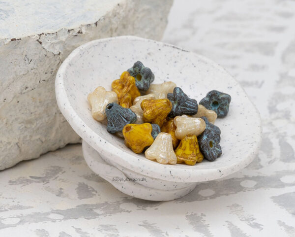 5X6mm Aged Bellflower Czech Bell Flower Mix - 24  Pieces - MIX194 - Image 2