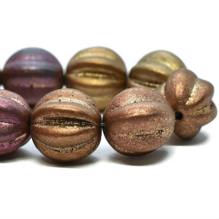 10mm Metallic Mix Czech Melon Round - 15 pieces - 1276R