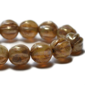 5mm Czech Melon Round Beads Champagne Picasso Czech Glass Beads