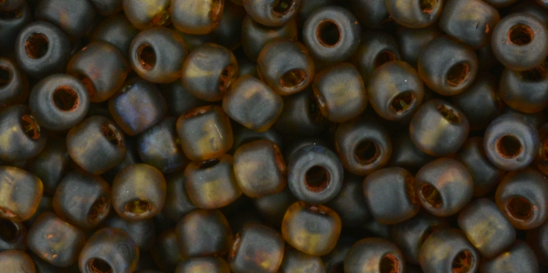 6/0 Transparent Frost Light Topaz Picasso Toho Seed Bead - Quantity: 16 grams - 4277