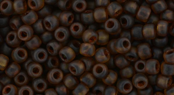 8/0 Frosted Light Topaz Picasso Toho Seed Bead - Quantity: 15 grams - 5239