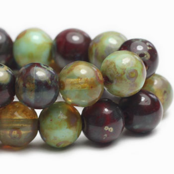 4mm Jade/Red Mix Czech Druk - 50 pieces - 2812 - Image 5