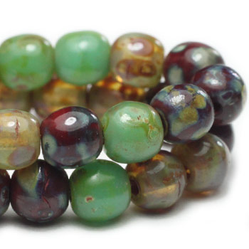 4mm Jade/Red Mix Czech Druk - 50 pieces - 2812 - Image 4