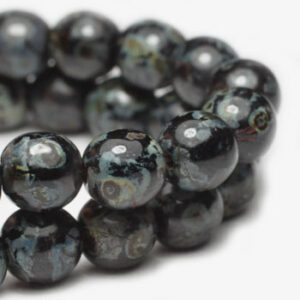 4mm black Picasso Czech druk beads round black picasso glass beads small round beads