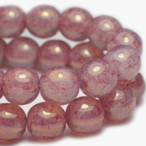 6mm opal rose Picasso czech druk beads