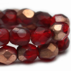 4mm Czech fire polish beads ruby gold matte