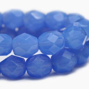 4mm opal cornflower czech fire polish round beads