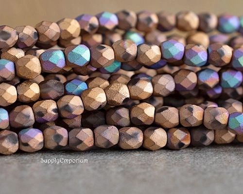 4mm Glittery Matte Bronze Czech Fire Polish Round - 40 pieces - 1112R - Image 3