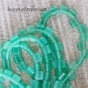 6mm CzechMates tile beads aqua opalite