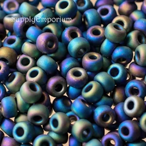 5/0 miyuki seed beads matte black ab