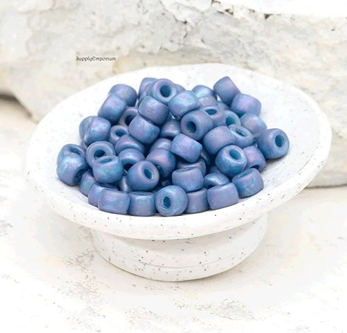 6/0 Matte Turquoise Blue Nebula Matubo Seed Bead - Quantity: 12 grams - 1530RR - Image 2