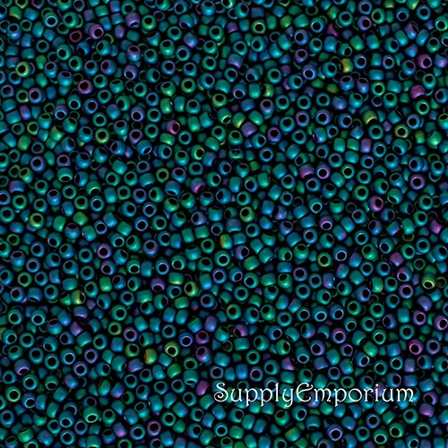 11/0 Matte Iris Teal Toho Seed Bead - Quantity: 10 grams - 1627 - Image 2