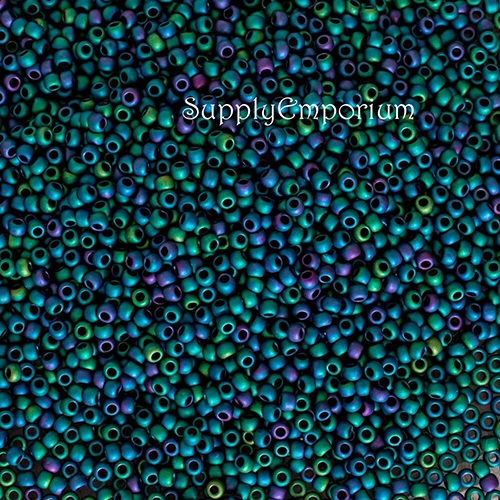 11/0 Matte Iris Teal Toho Seed Bead - Quantity: 10 grams - 1627