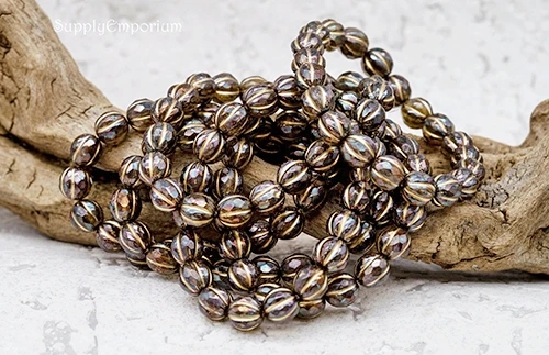 Gold Wash Bronzed Topaz Czech Faceted Melon Round, 8mm - 6 Pieces - 1657RA - Image 7