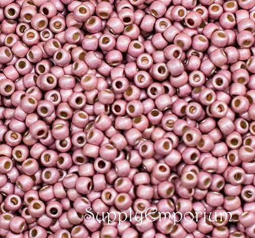 11/0 PermaFinish Matte Galvanized Peach Coral Toho Seed Bead - Quantity: 10 grams - 1781RR - Image 2