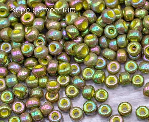 8/0 Op Golden Olive Luster Miyuki Seed Bead - Quantity: 12 grams - 1898R - Image 2
