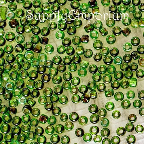 11/0 Transparent Peridot Picasso Toho Seed Bead - Quantity: 10 grams - 1937 - Image 2