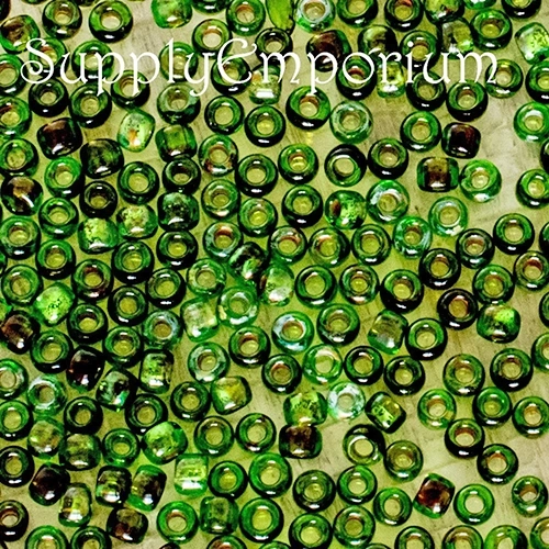 11/0 Transparent Peridot Picasso Toho Seed Bead - Quantity: 10 grams - 1937
