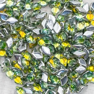 8x5mm Czech GemDuo Beads - Backlit Hazel Sun (40 Pieces)