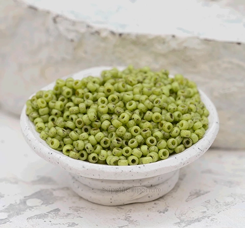 11/0 Chartreuse Matte PicassoMiyuki Seed Bead - Quantity: 10 grams - 2091