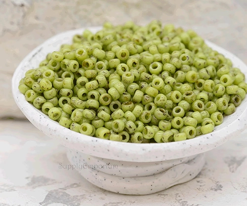 11/0 Chartreuse Matte PicassoMiyuki Seed Bead - Quantity: 10 grams - 2091 - Image 4